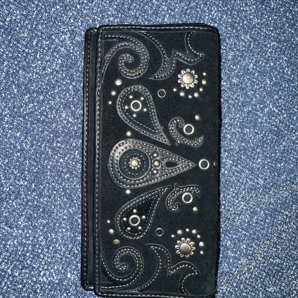 Fossil Black Embroidered Wallet
